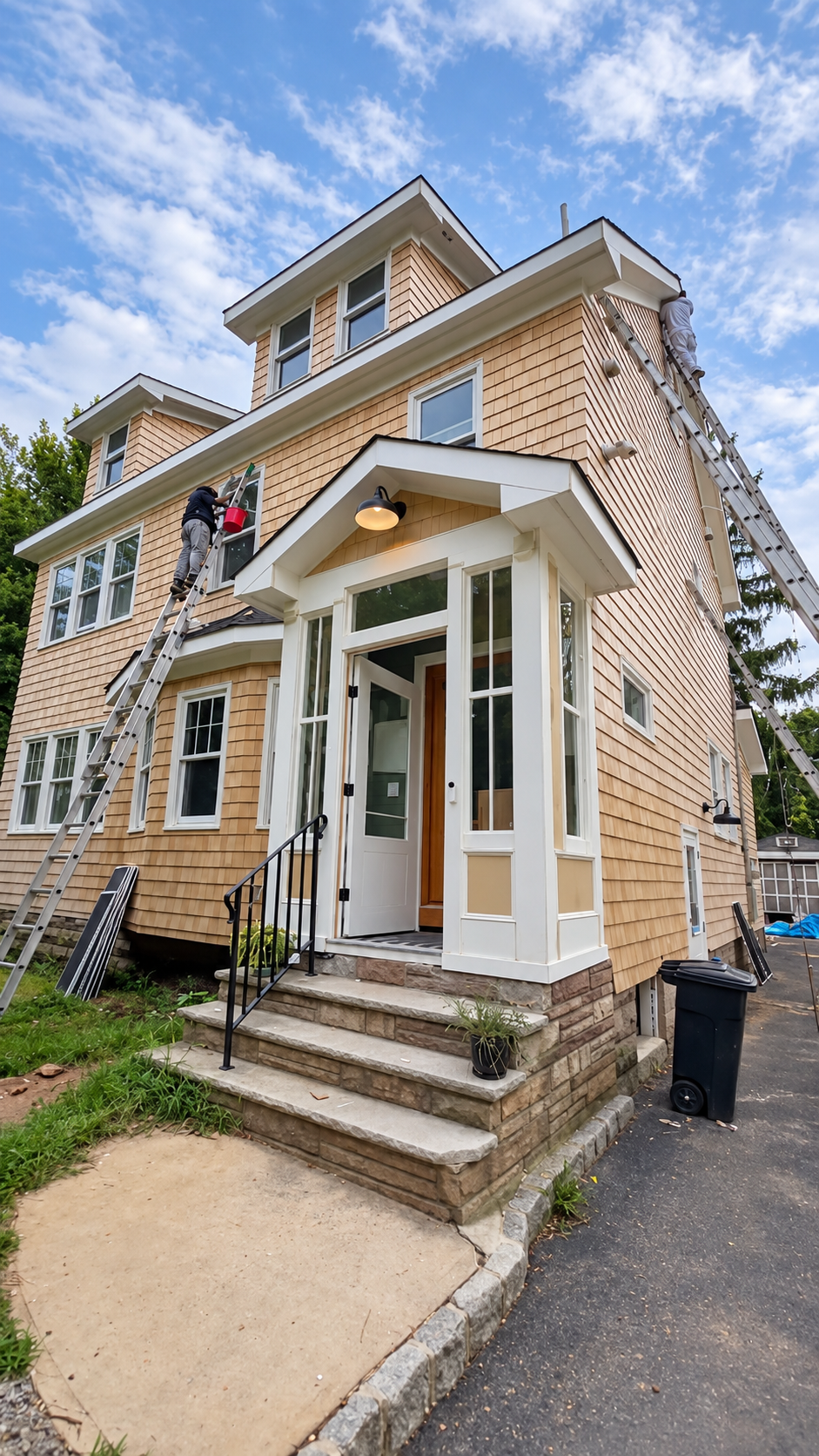 EastCoast exterior work in progress on a cedar-sided home